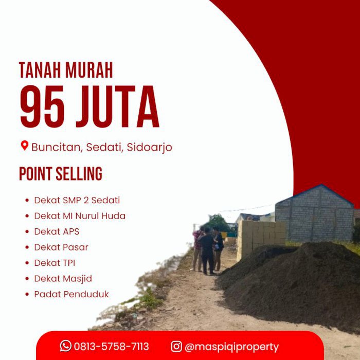 Tanah Kavling Siap bangun di Sedati Sudah Split atas Nama User