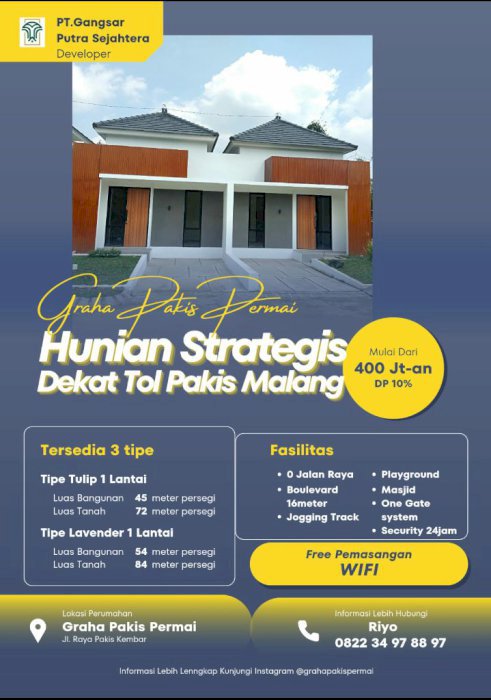 Rumah Dekat Toll Malang Graha Pakis Permai