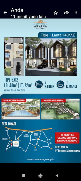 Rumah baru di Aryana karawaci cluster safira