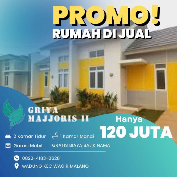 Rumah dijual di Kec. Wagir, Kab. Malang