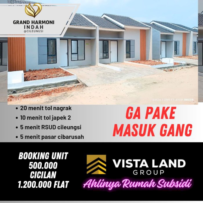 Dijual Rumah Subsidi Cileungsi Bogor Angsuran 1,2 Jutaan