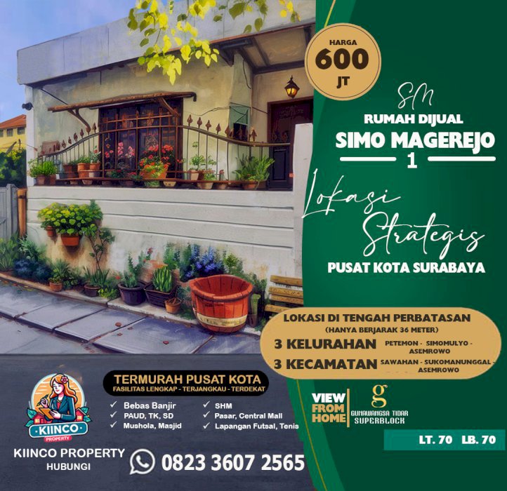 Rumah Dijual Simo Magerejo 1: View Gunawangsa Tidar Pusat Surabaya