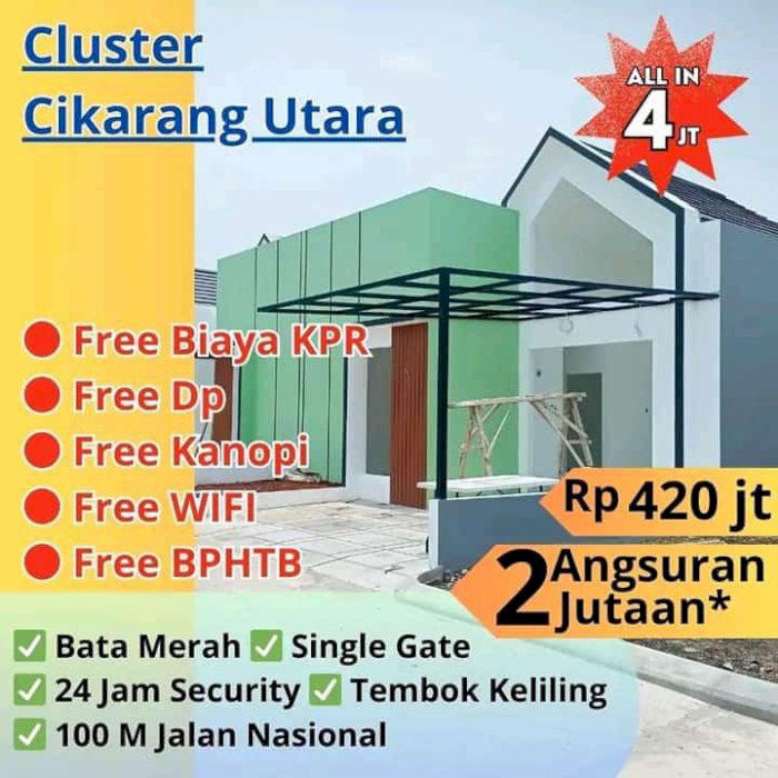 Rumah di cikarang dekat stasiun,mall sgc,pusat kota,mateland,kawasan