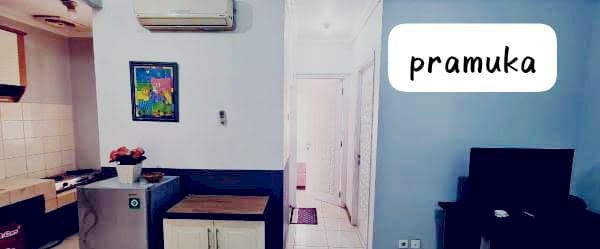 GREEN APARTEMEN PRAMUKA MALL 2 KAMAR FULL FURNISH PERTAHUN