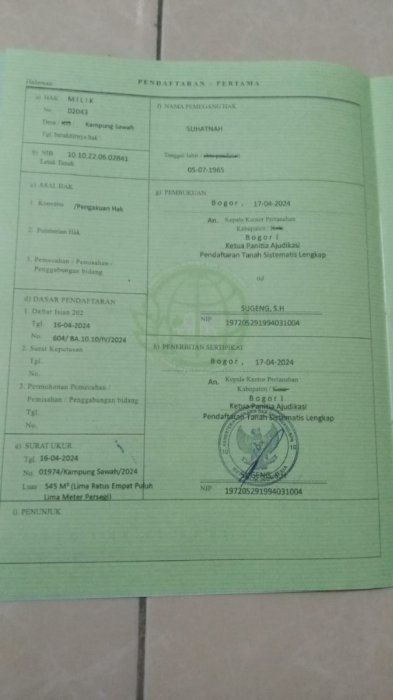 Dijual Tanah Pesawahan