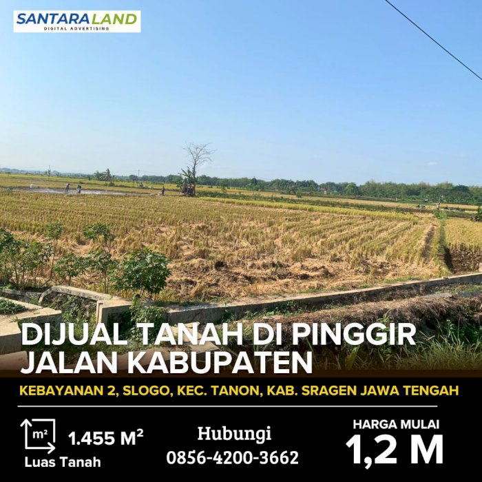 Dijual Tanah di Pinggir Jalan Kabupaten
