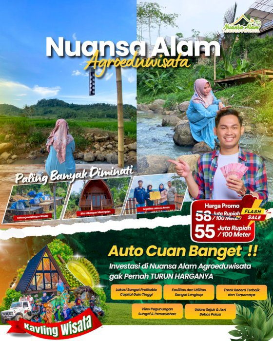 Tanah Kavling plus taman wisata yang sudah ramai dikunjungi orang