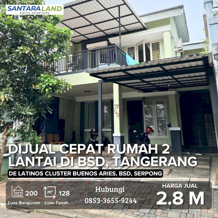 DIJUAL CEPAT! RUMAH 2 LANTAI DI BSD, TANGERANG SELATAN