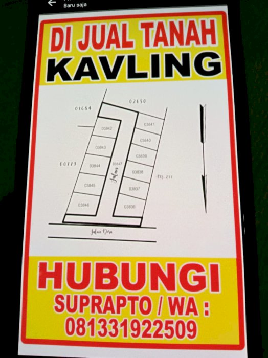 Dijual tanah kavling dengan lokasi yang sangat strategis di Bojonegoro