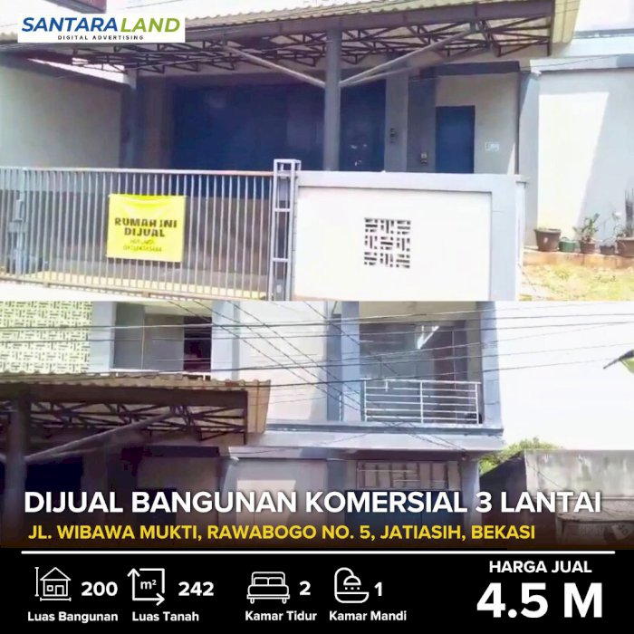 Dijual Bangunan Komersial 3 Lantai