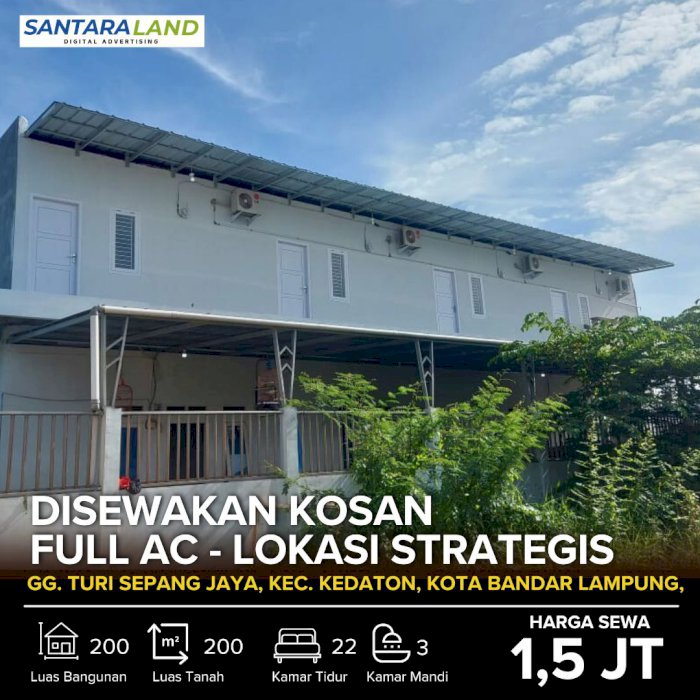 DISEWAKAN KOSAN FULL AC - LOKASI STRATEGIS DEKAT MALL BUMI KEDATON