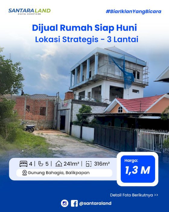 Dijual Rumah Siap Huni 3 Lantai – Balikpapan Selatan