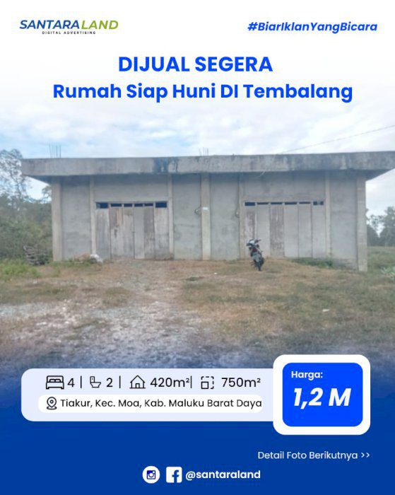 DIJUAL RUKO SIAP PAKAI DI TIAKUR MBD