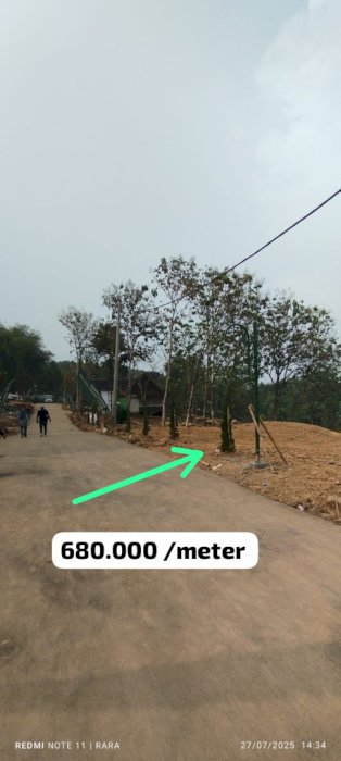 Jual murah BU tanah SHM pinggir jalan 680rb/m include SHM