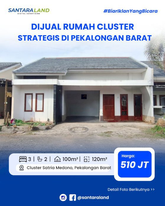 DIJUAL RUMAH CLUSTER STRATEGIS DI PEKALONGAN BARAT