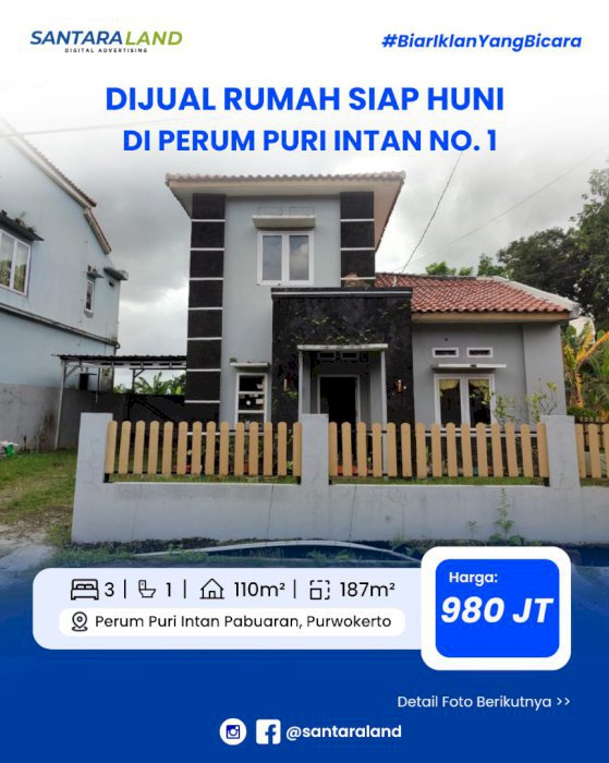 DIJUAL RUMAH SIAP HUNI DI PERUM PURI INTAN NO. 1