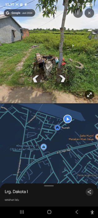 Tanah ukuran 756 m3 di km.10 sdh padat penduduk