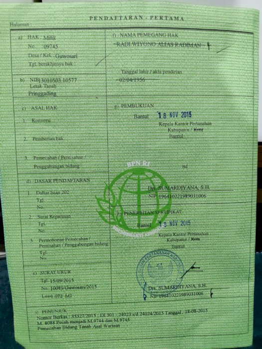 Dijual Tanah Pekarangan Murah Istimewa