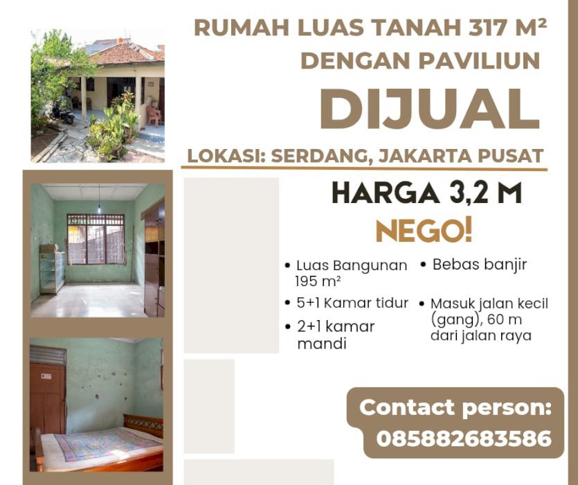 Dijual rumah dengan fasilitas menarik strategis Serdang Jakarta Pusat