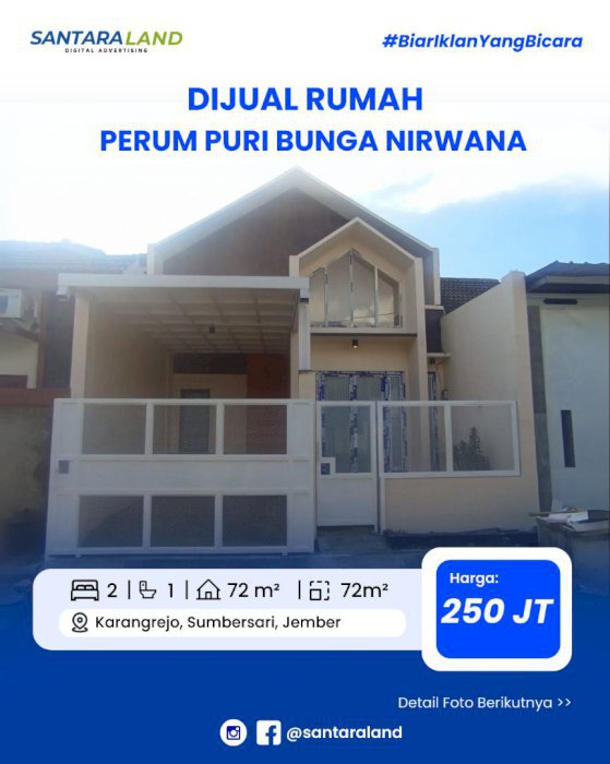 Dijual Rumah di Perumahan Puri Bunga Nirwana – Jember