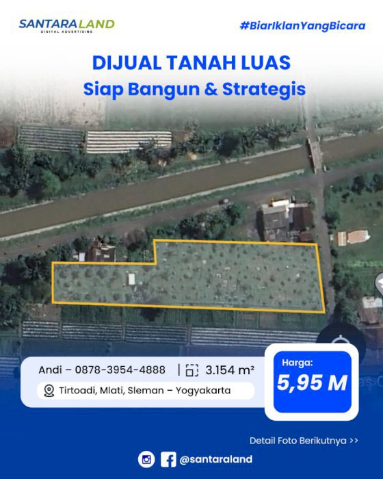 Dijual Tanah Luas Siap Bangun & Strategis