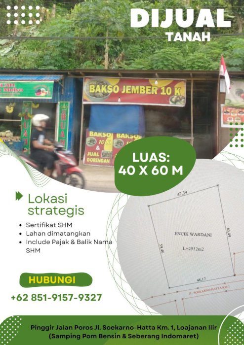 Tanah Strategis Pinggir Jalan Poros Soekarno-Hatta Loa Janan Ilir