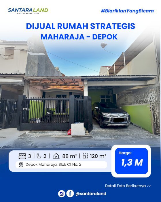 Dijual Rumah Strategis 1,5 Lantai Depok Maharaja