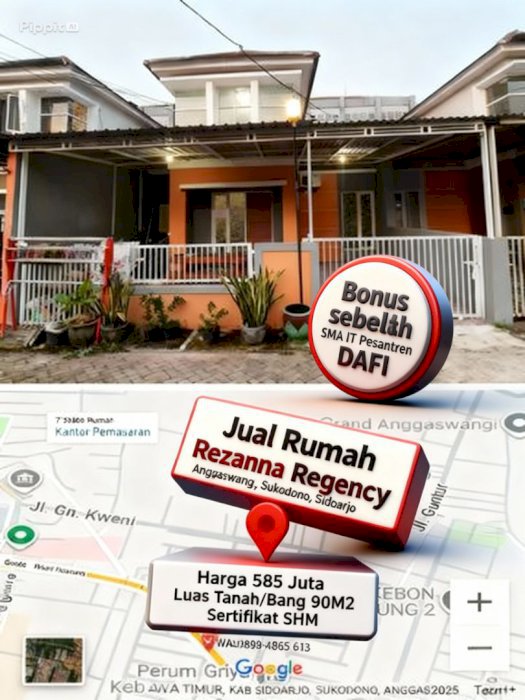 Jual Rumah SHM Rezanna Regency Anggaswangi Sidoarjo Murah Strategis