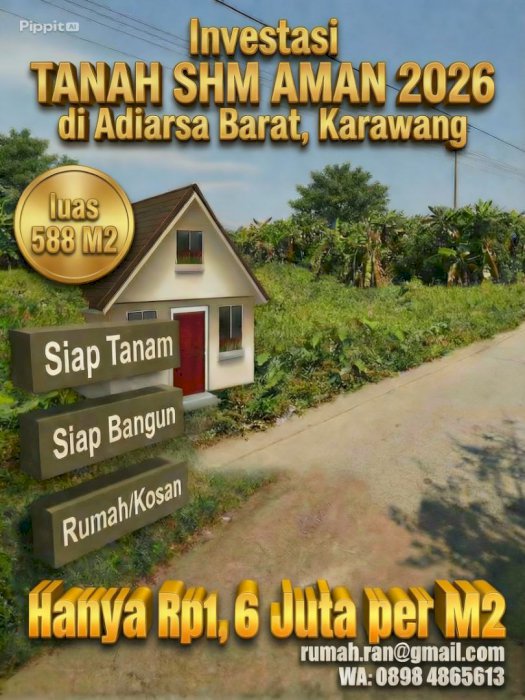 Jual Tanah Karawang Barat Murah, Adiarsa Barat hanya rp 1,6 jt/M2