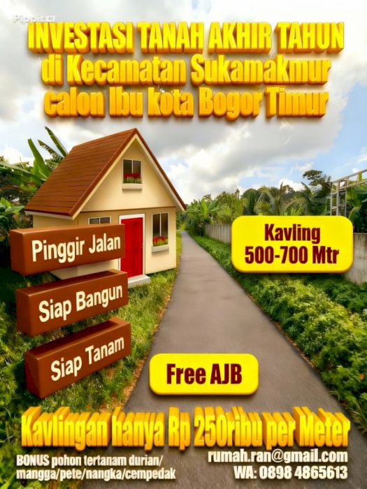 TANAH KAVLING Sukamakmur, Calon Ibu Kota Bogor Timur, Jonggol PROSPEK