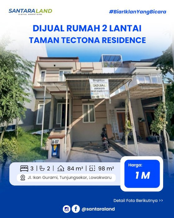 Dijual Rumah 2 Lantai di Taman Tectona Residence – Malang