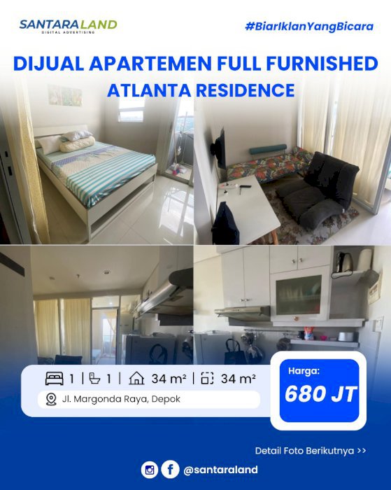 Dijual Apartemen Full Furnished di Atlanta Residence
