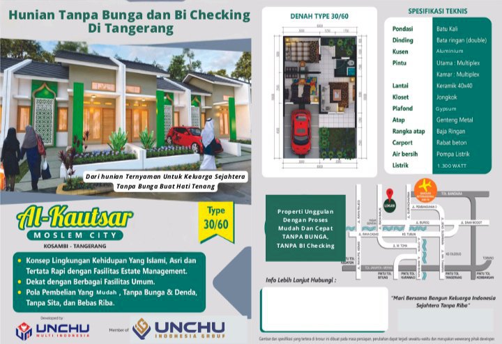 Dijual rumah murah KPR hunian tanpa bunga di Kosambi Tangerang Banten