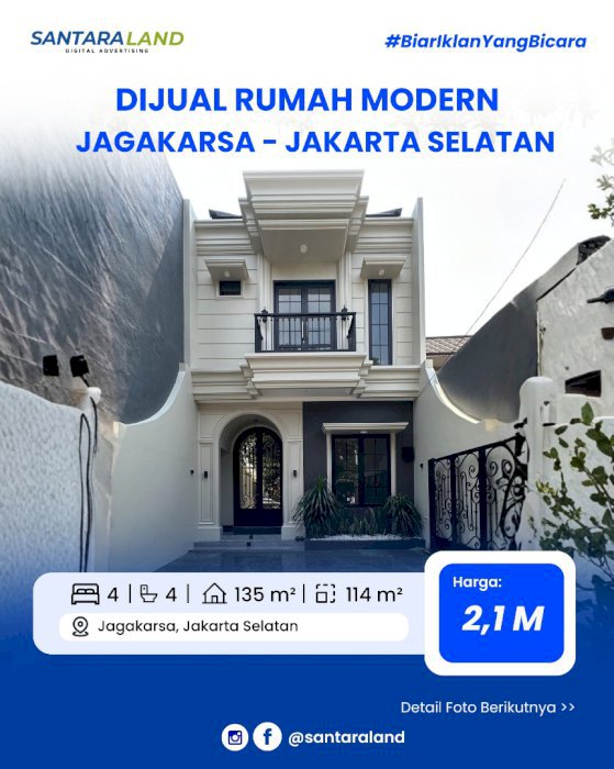 FOR SALE — RUMAH MODERN CLASSIC JAGAKARSA, JAKARTA SELATAN