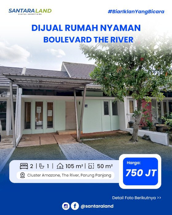 Rumah di Boulevard The River, Dekat Stasiun KA Parung Panjang