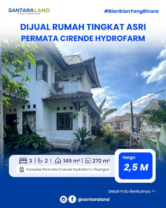Dijual Rumah Tingkat Asri di Komplek Permata Cirende Hydrofarm