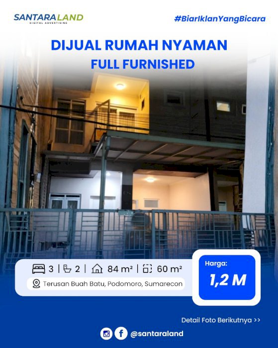 Dijual Rumah Full Furnished Nyaman & Strategis Dekat Sumarecon