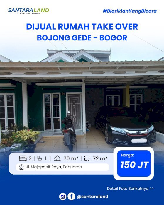 DIJUAL TAKE OVER RUMAH BOJONG GEDE – FULL RENOV, STRATEGIS