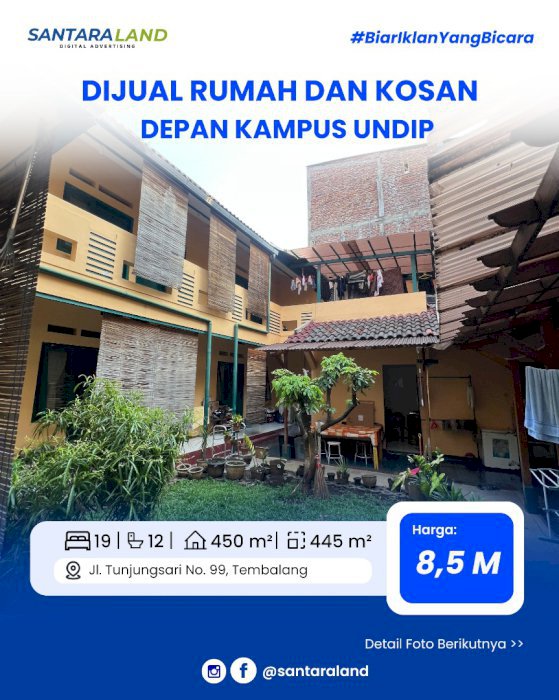 DIJUAL RUMAH BONUS KOS-KOSAN – STRATEGIS SEBERANG KAMPUS UNDIP