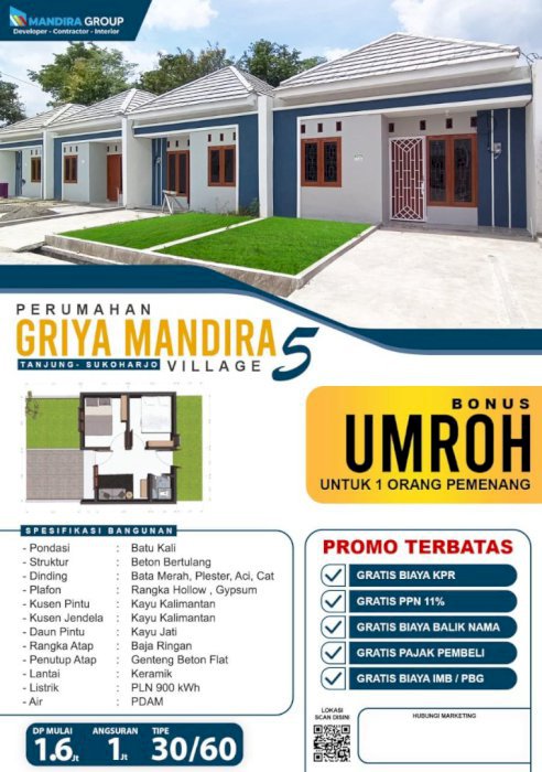 perumahan subsidi murah area tanjung sukoharjo