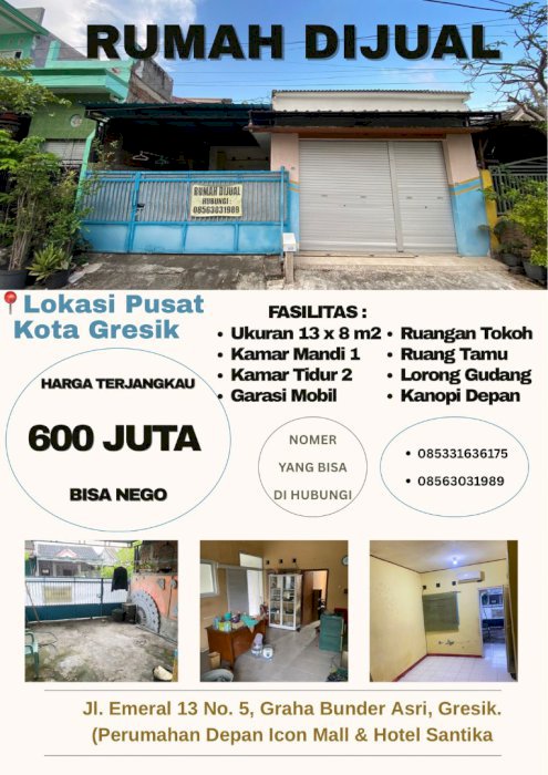 Jual Cepat Rumah Lokasi Strategis di Gresik Kota