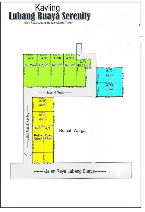 Kavling pinggir jalan raya lubang buaya, cipayung,jakarta timur