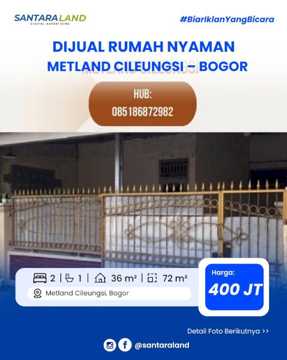 Rumah Dijual di Metland Cileungsi – Bogor