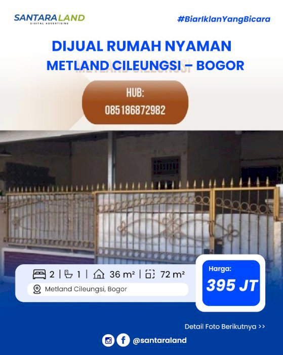 Rumah Dijual di Metland Cileungsi – Bogor