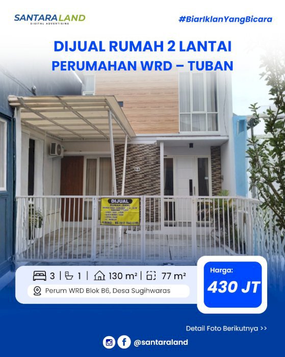 Dijual Rumah 2 Lantai di Perum WRD – Tuban