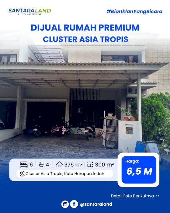 Dijual Rumah Premium Cluster Asia Tropis – Kota Harapan Indah