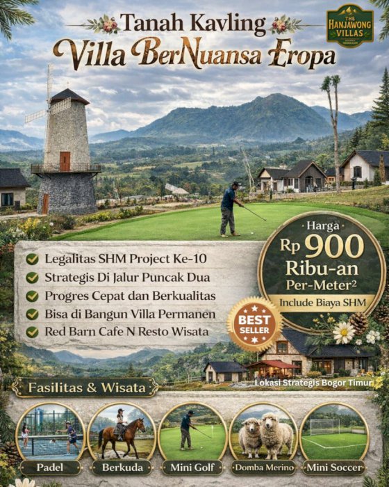 Tanah Villa Jalur Wisata Dekat Jakarta