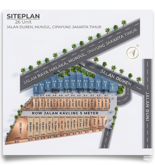 Tanah kavling siap bangun hunian jln Duren, munjul-cipayung JAKTIM