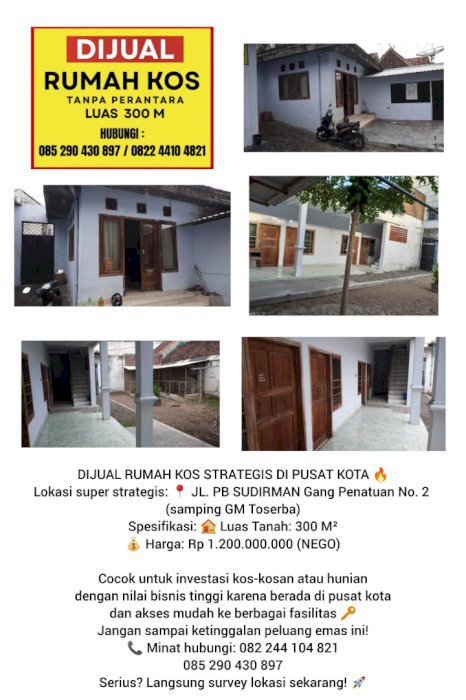 Di jual rumah kostan aktif lokasi strategis di Tompokersan Lumajang