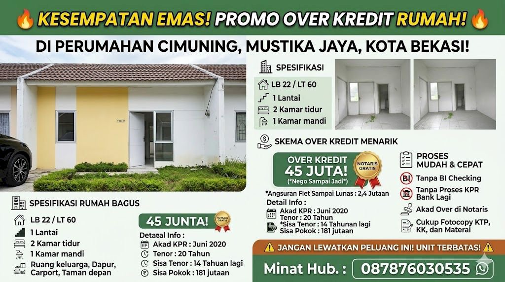 SEGERA MILIKI RUMAH DENGAN HARGA OVER KREDIT NEGO SAMPAI JADI!